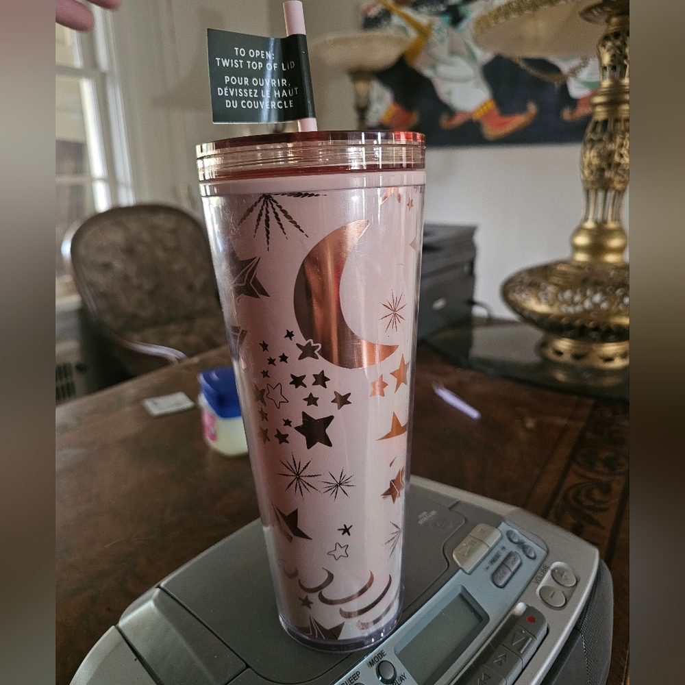 Starbucks 2023 Holiday Pink Moon & Stars Venti Cold Cup Tumbler